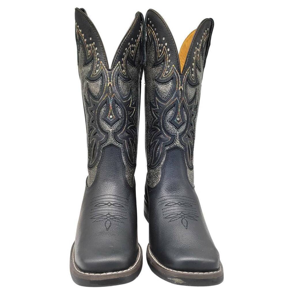 Bota Texana Feminina Pit Stop Preto Prata