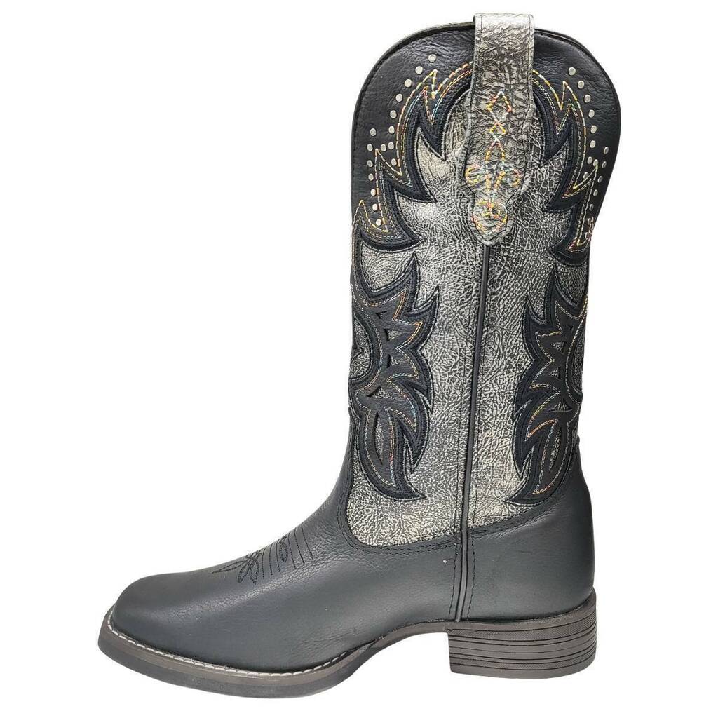 Bota Texana Feminina Pit Stop Preto Prata