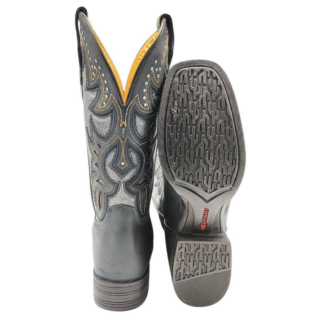 Bota Texana Feminina Pit Stop Preto Prata