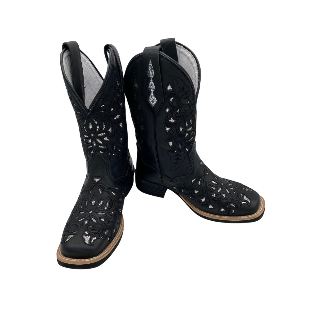 Bota Feminina Fort Boots Preta Brilho Prata Ref.309