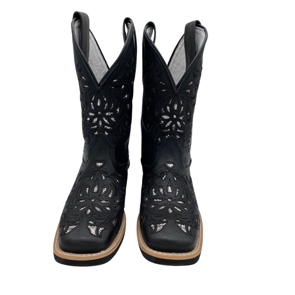 Bota Feminina Fort Boots Preta Brilho Prata Ref.309