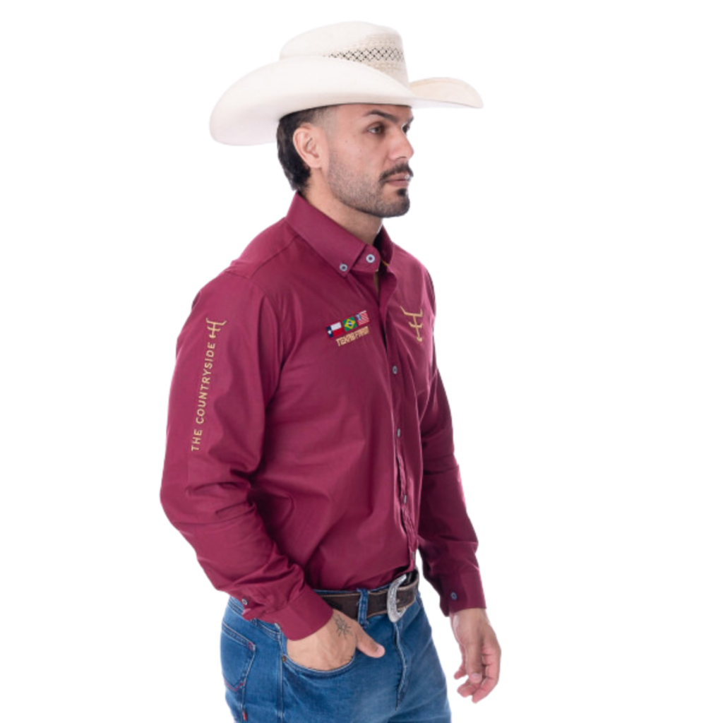 Camisa Competição Masculina Texas Farm Bordô