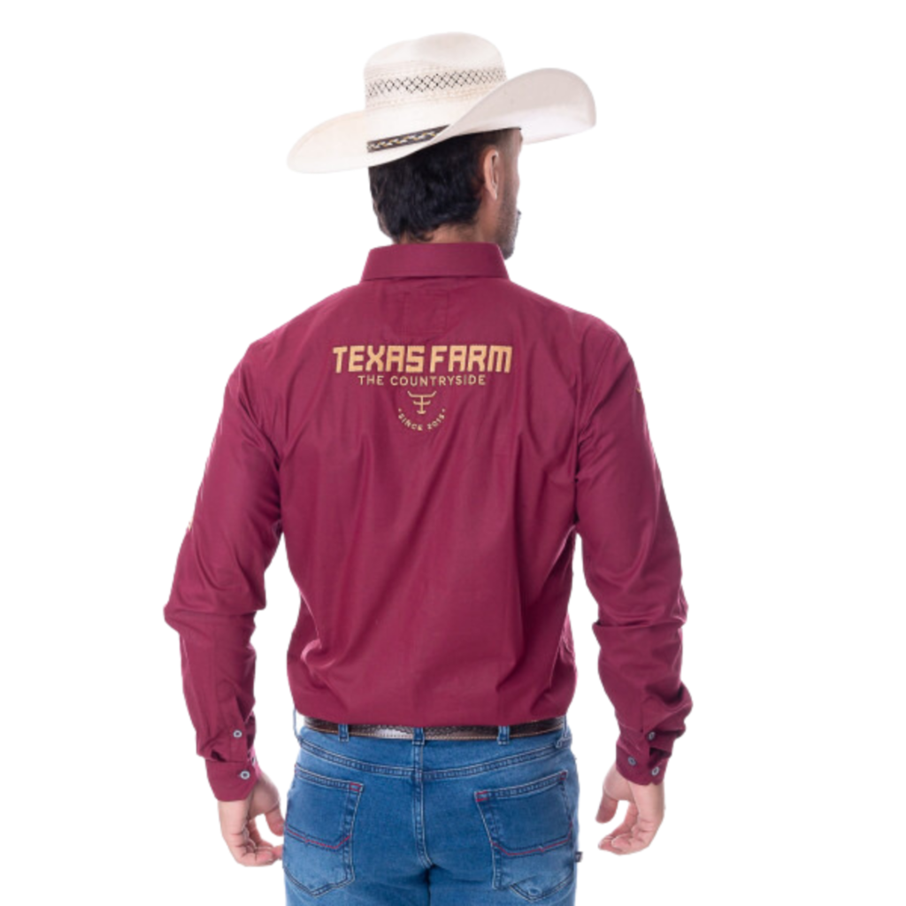 Camisa Competição Masculina Texas Farm Bordô