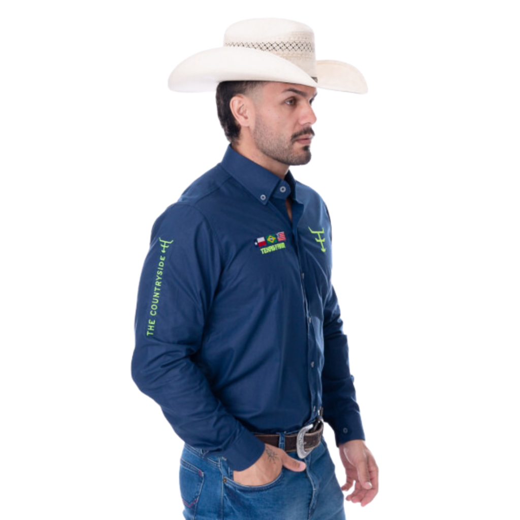 Camisa Competição Masculina Texas Farm Azul Marinho