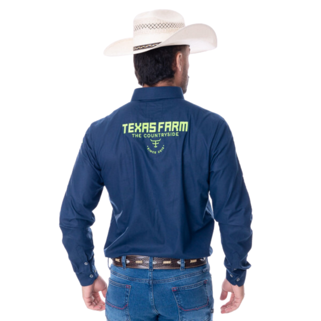 Camisa Competição Masculina Texas Farm Azul Marinho
