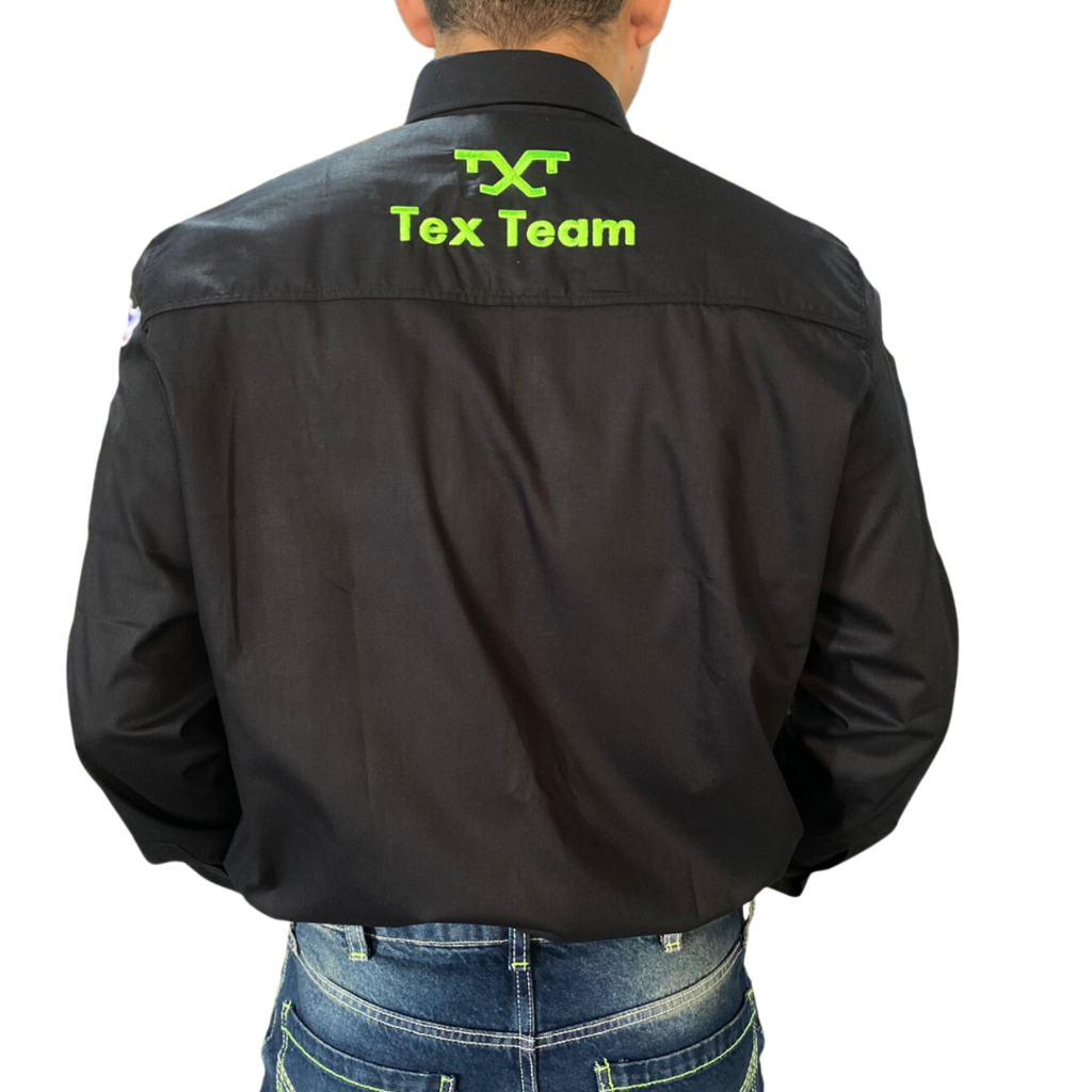 Camisa Masculina Tex Team Preta/Verde Neon