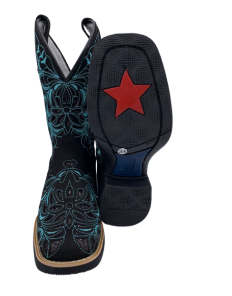 Bota Feminina Fort Boots Brilho Preta/Verde