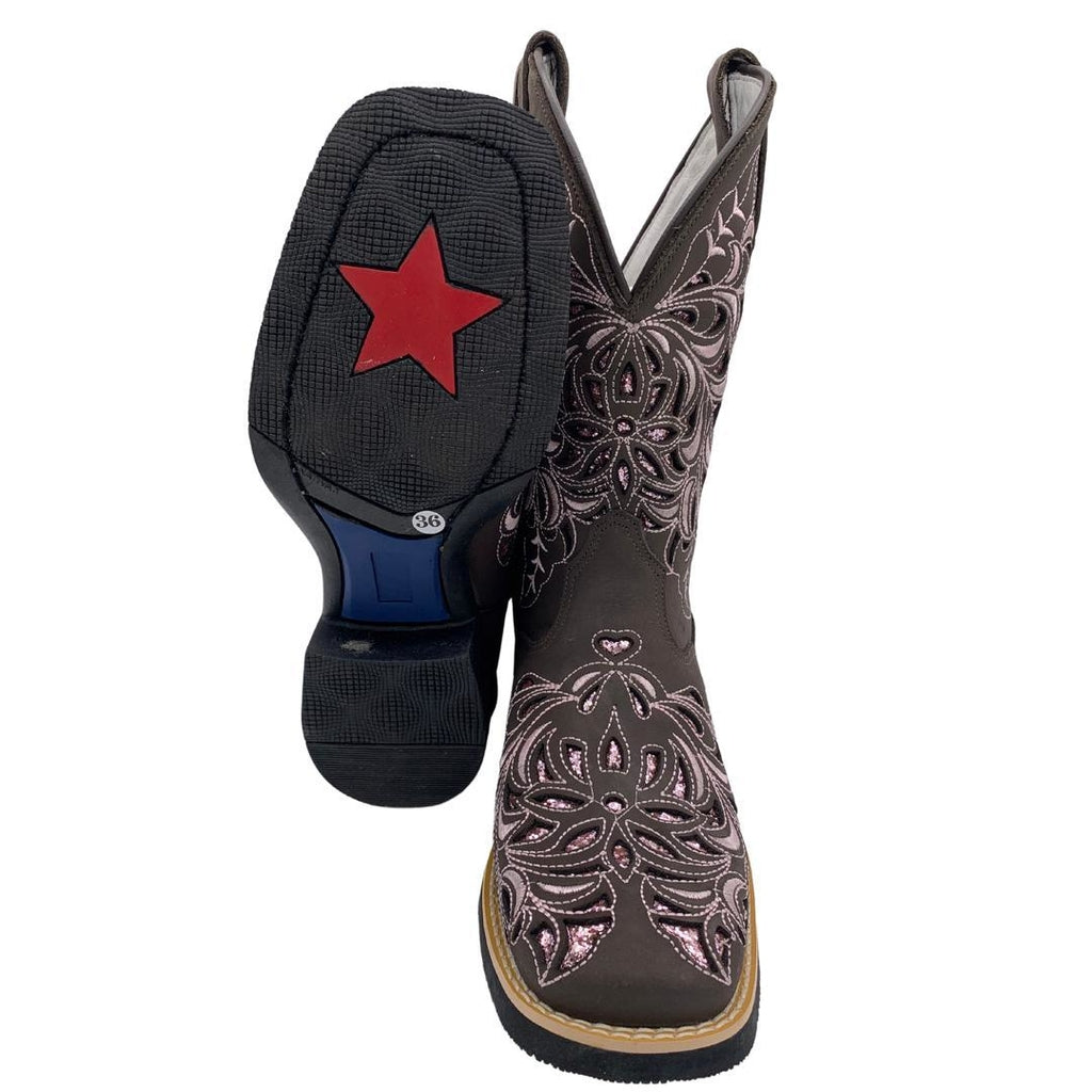 Bota Feminina Fóssil Café Brilho Rose