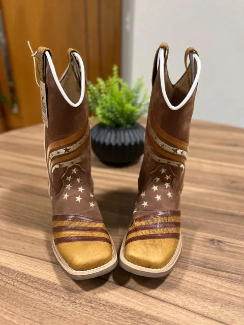 Texana Noah - Couro Horse Nescau/ Bordado Estrelas e Traços