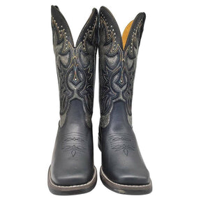 Bota Texana Feminina Pit Stop Preto Prata
