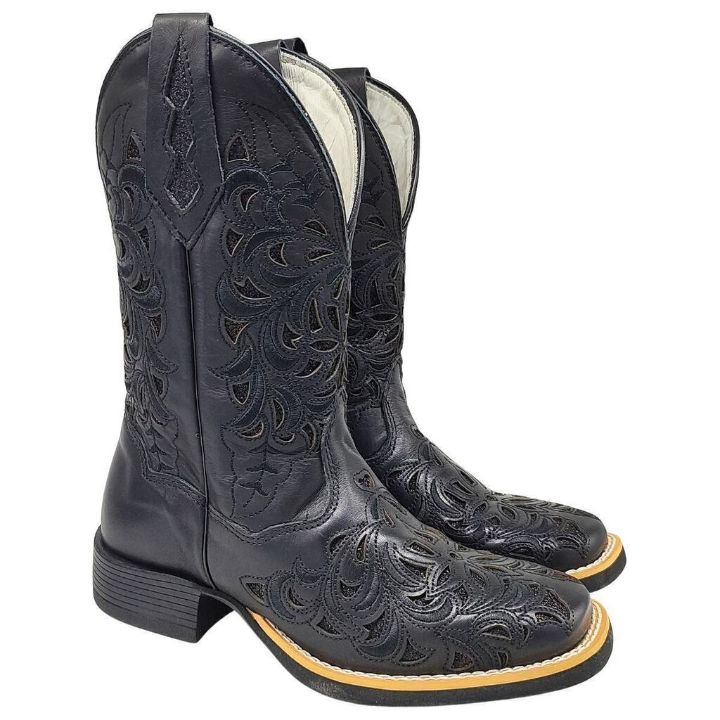 Bota Feminina Brilho Preto