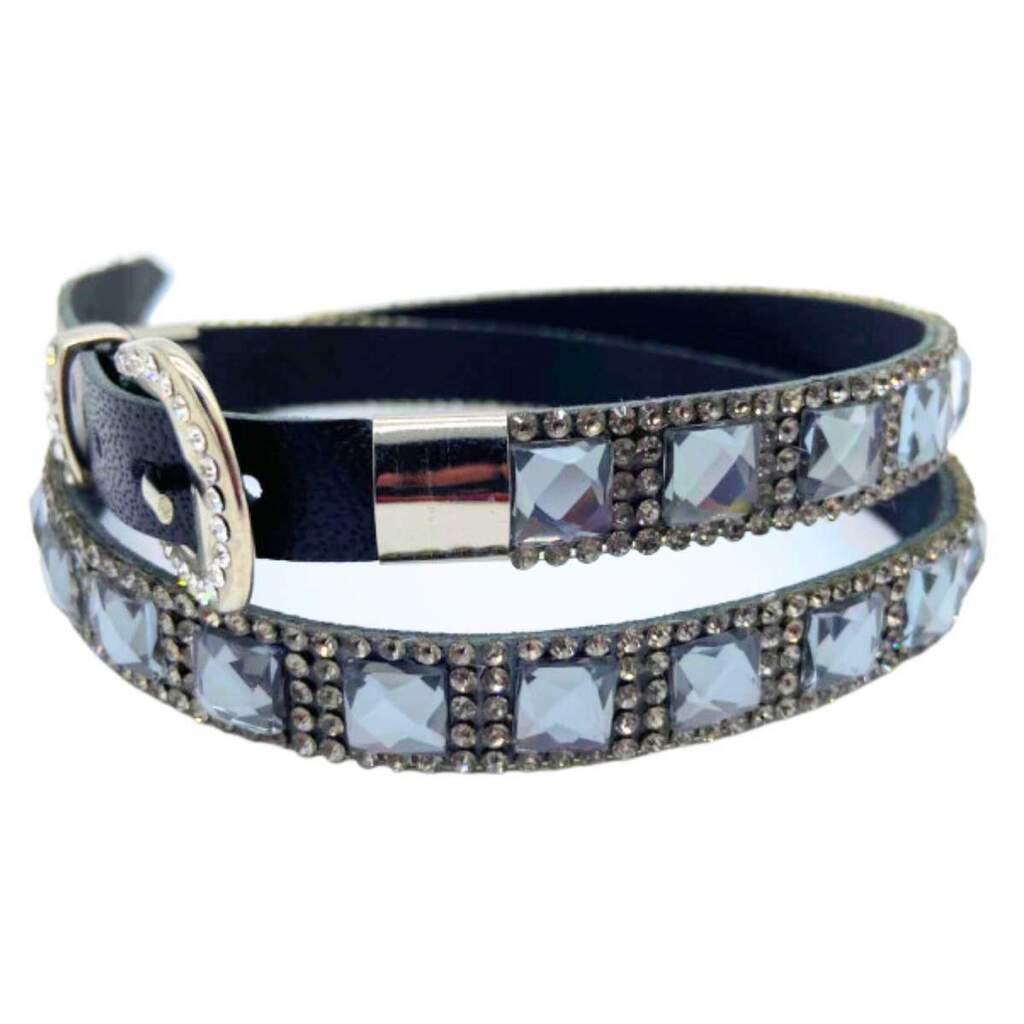 Bandinha Para Chapéu Couro Preto Strass