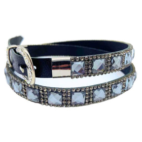Bandinha Para Chapéu Couro Preto Strass