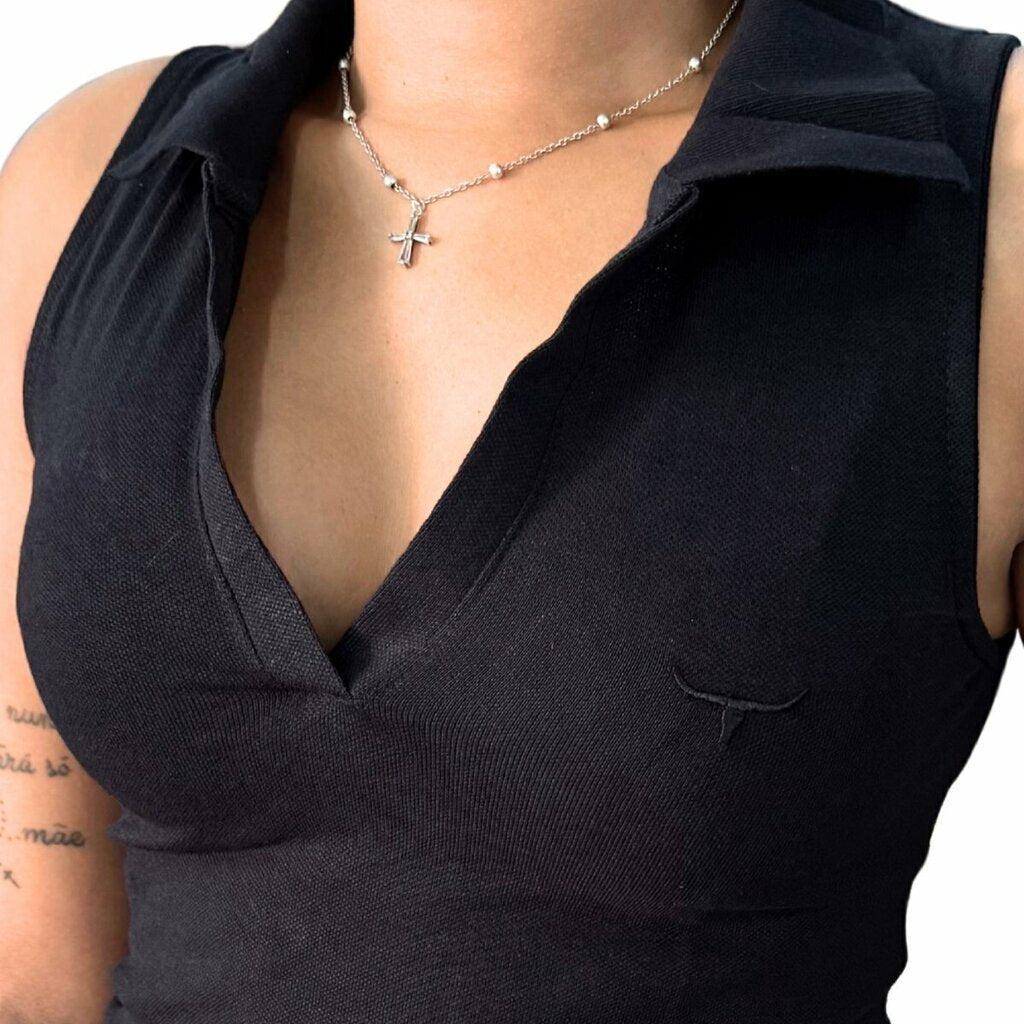 Regata Polo Feminina Moiadeiros Preto
