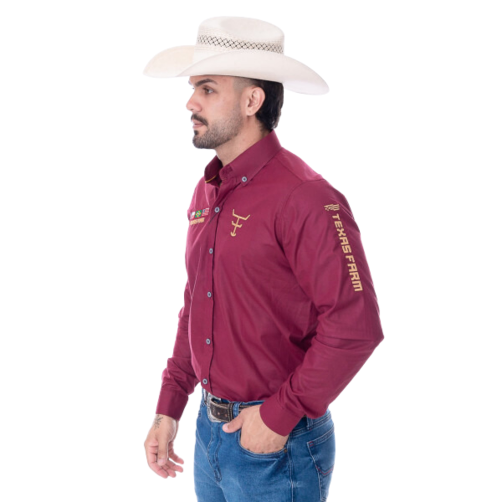 Camisa Competição Masculina Texas Farm Bordô