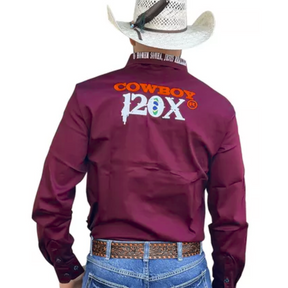 Camisa Country Masculina Cowboy 120X Bordo