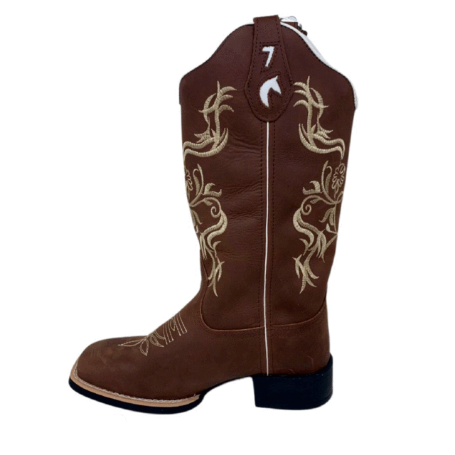 BotaFaca Primavera
                                    - Couro Crazy Horse Nescau | Bordados Bege
