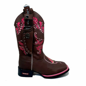 BotaFaca Padroeira
                                    - Couro Crazy Horse Nescau | Bordados Rosa e Bege