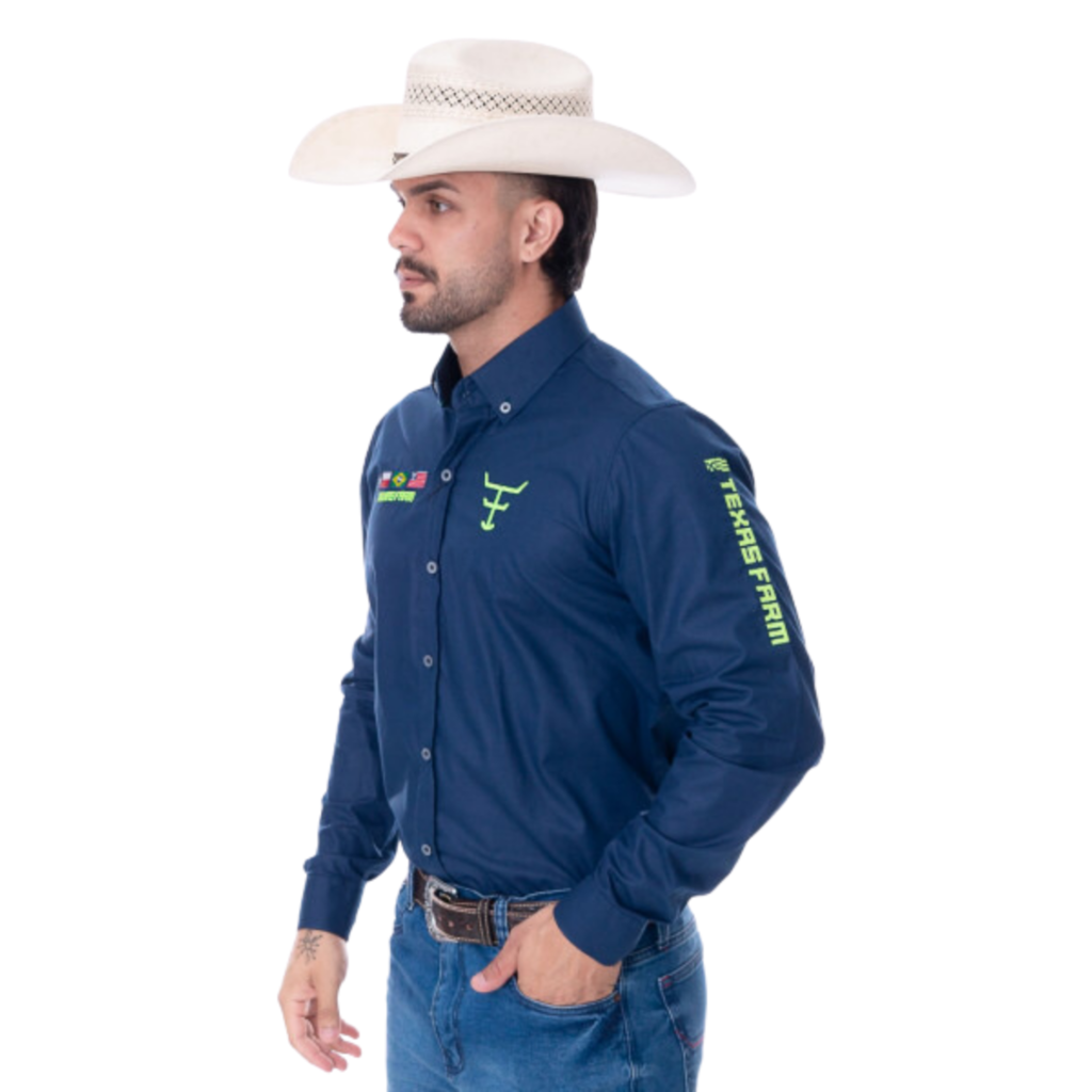 Camisa Competição Masculina Texas Farm Azul Marinho