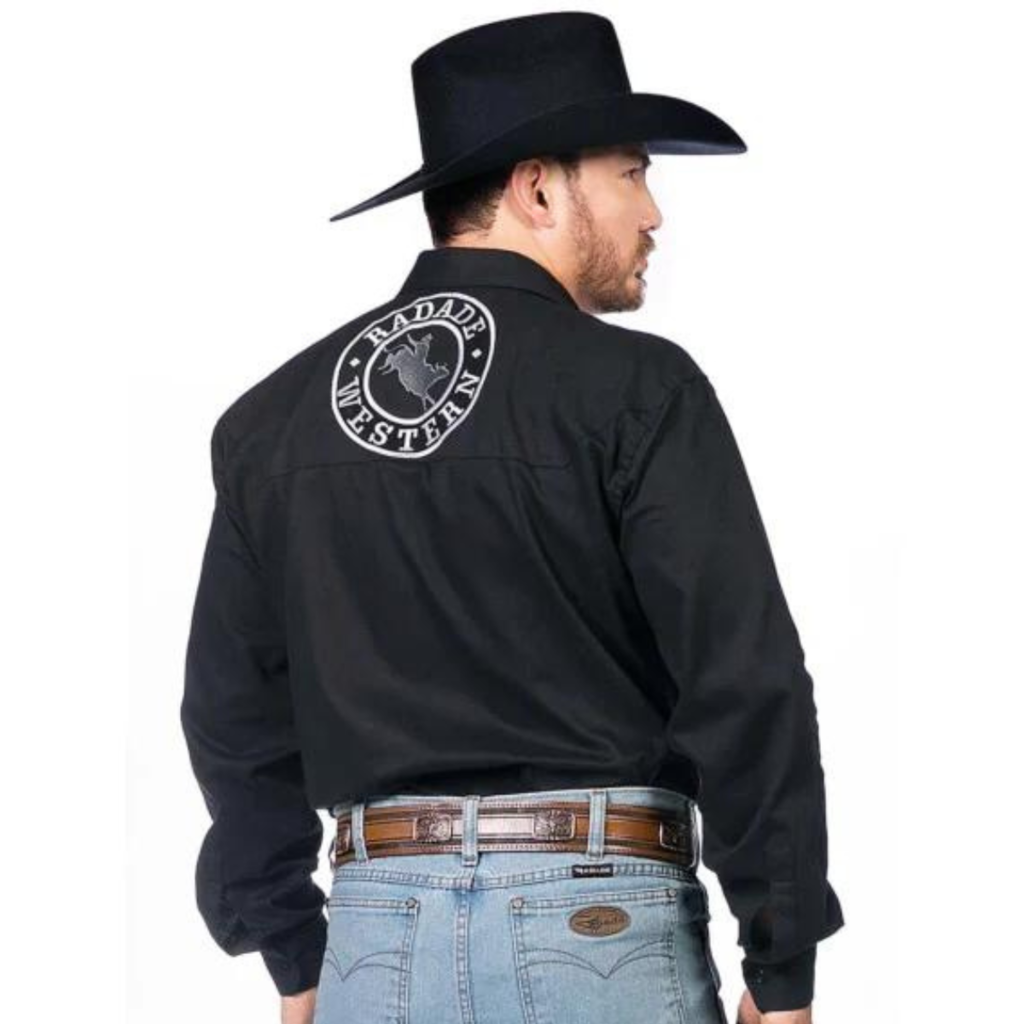Camisa Radade Manga Longa Bordada West Preto