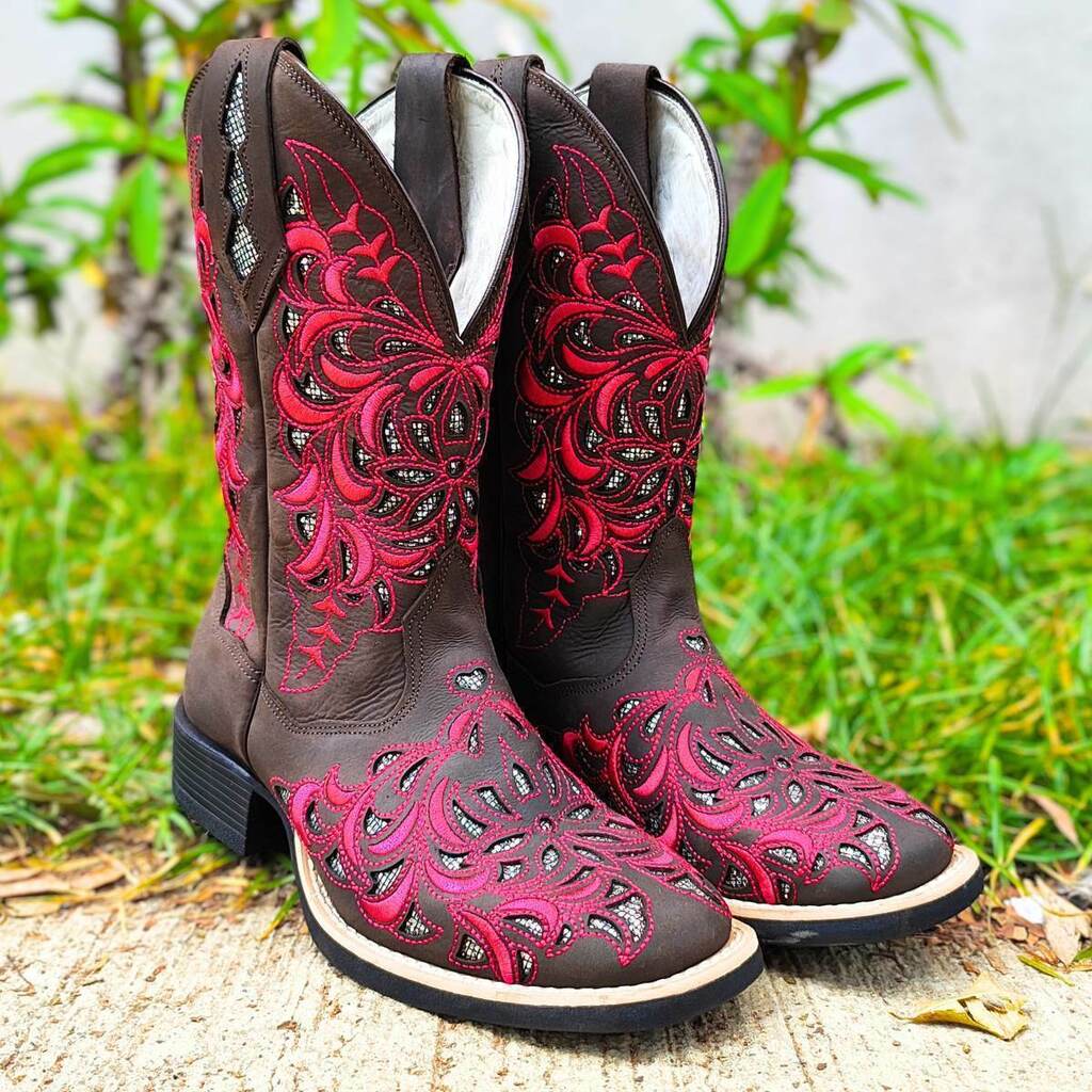 Bota Feminina Pink Brilho Prata