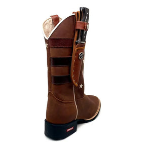 BotaFaca Americana
                                    - Couro Crazy Horse Nescau | Bordado Branco
