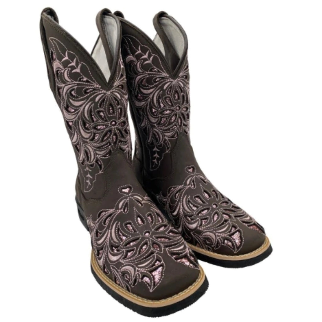 Bota Feminina Fóssil Café Brilho Rose