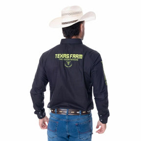 Camisa Competição Masculina Texas Farm -Preta/Amarelo