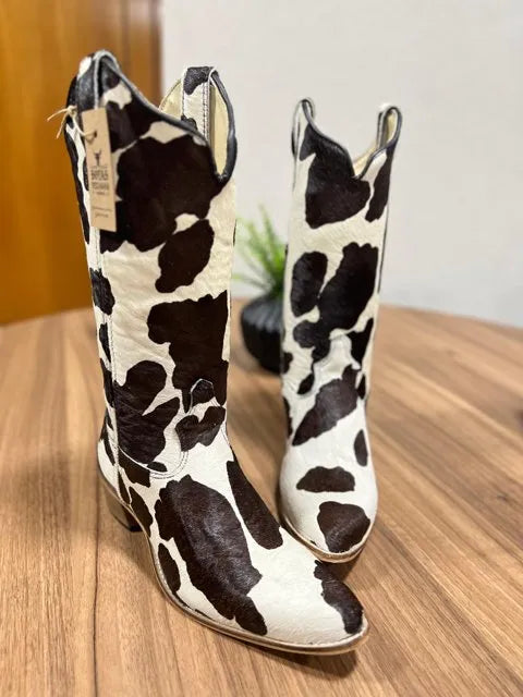 Texana Penélope Bico Fino - Couro Holandês Estampado/Sem Bordado