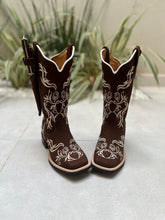 KIT TEXANA BORDADO FLORES COURO NOBUCK MARROM + BAINHA + FACA