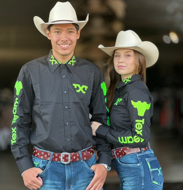 COMBO CASAL 2 CAMISAS TEX TEAM BULL - PRETO / VERDE