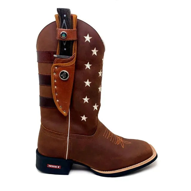 BotaFaca Americana
                                    - Couro Crazy Horse Nescau | Bordado Branco