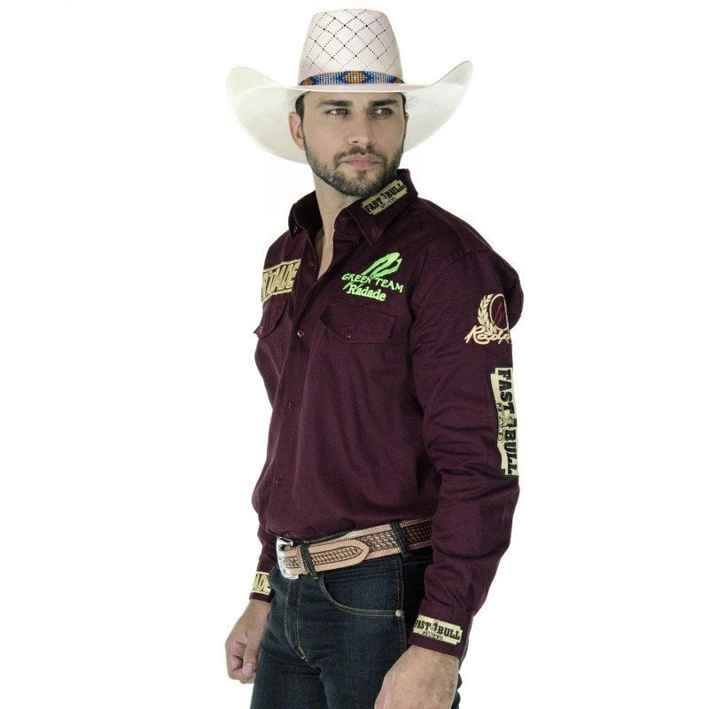 Camisa Country Masculina Radade Bordo Green