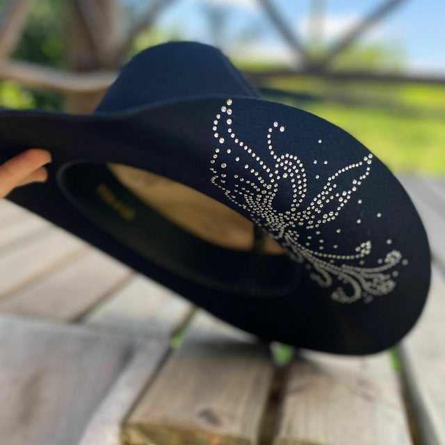 CHAPÉU CURY BUTTERFLY COM BRILHO - PRETO