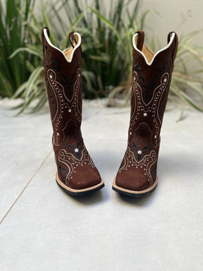 BOTA TEXANA TRIBAL PRETO COURO NOBUCK MARROM