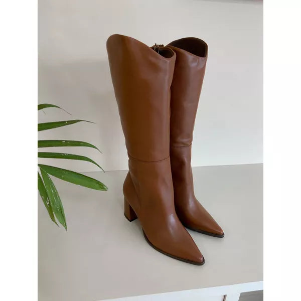 Bota Feminina Couro Legítimo Joana Marrom