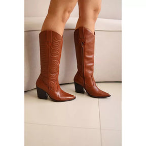 Bota Feminina Couro Legítimo Cano Longo Texas Havana