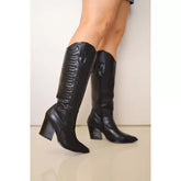 Bota Feminina Couro Legítimo Cano Longo Texas Preta